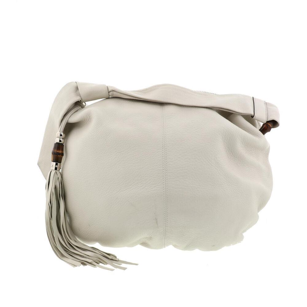 GUCCI Bamboo Hobo Shoulder Bag Messenger White